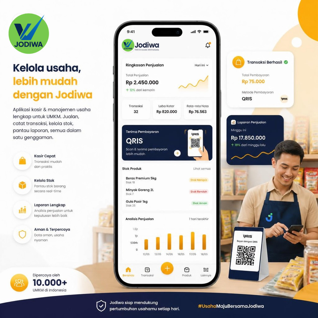 Jodiwa — aplikasi toko (POS) cloud berlangganan produk digital